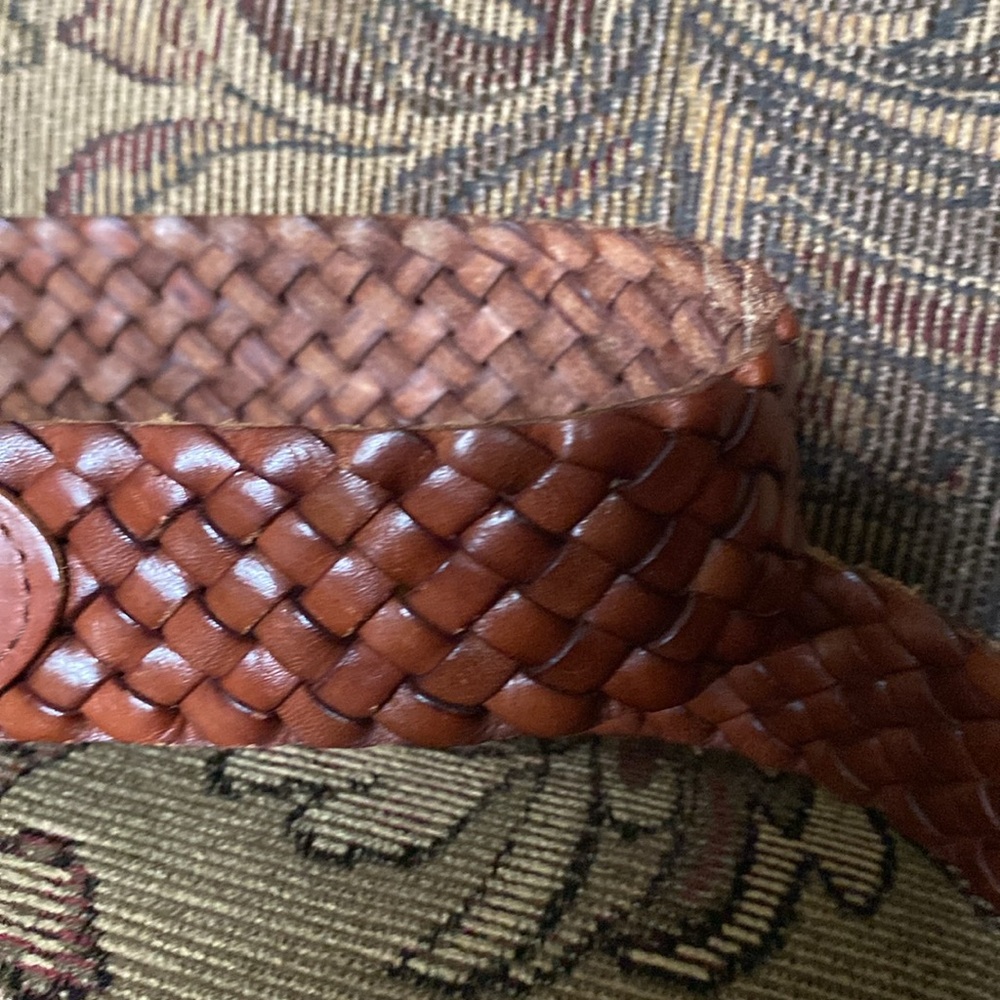 Talbots 100% Genuine Leather Brown Woven Belt Size S (39”) - Picture 2 of 14